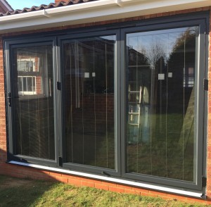 Anthracite Aluminium Bi Folding Door Fitted In Aylesbury