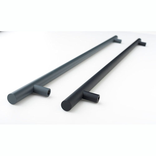 black and anthracite grey straight bar handles soft touch