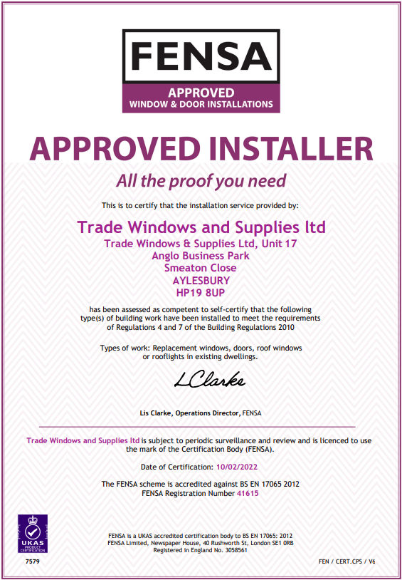 twsplastics aylesbury FENSA certificate